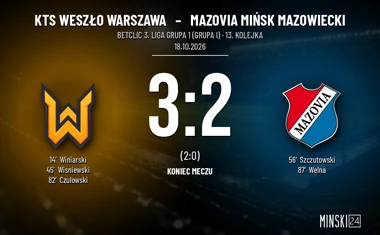 [PIŁKA NOŻNA] KTS Weszło Warszawa – Mazovia Mińsk Mazowiecki 3:2 w meczu Betclic 3. Liga Grupa 1 (Grupa I)