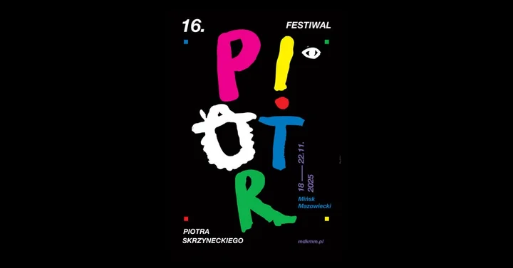 Grafika promocyjna wydarzenia 16. Festiwal Piotra Skrzyneckiego w Mińsku Mazowieckim (18–22 listopada 2025)