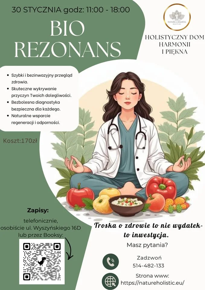 Grafika promocyjna wydarzenia Biorezonans – holistyczny przegląd zdrowia (Nature & Holistic Beauty Spa)