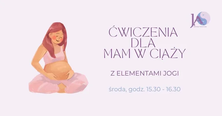 Grafika promocyjna wydarzenia Ćwiczenia z elementami jogi dla mam w ciąży — Ja. Szkoła Jogi i Samorozwoju