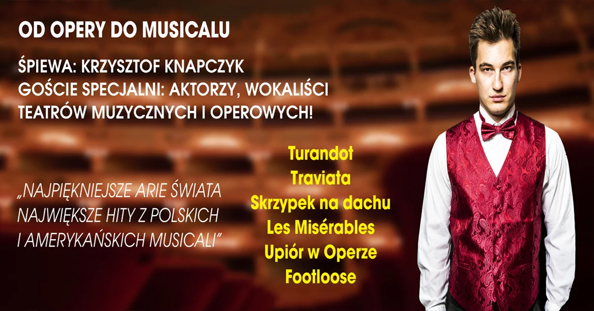 Grafika promocyjna wydarzenia Pop Opera – od Opery do Musicalu w Mińsku