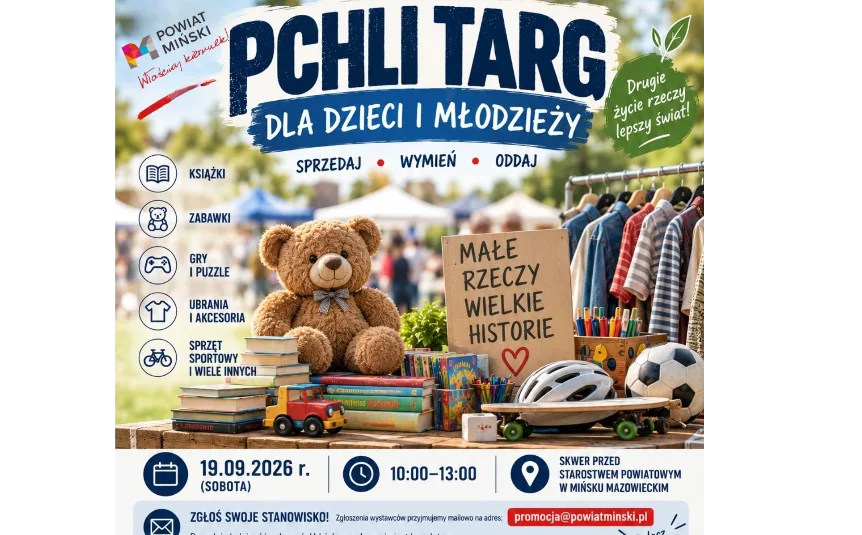 Grafika promocyjna wydarzenia Pchli Targ dla Dzieci i Młodzieży