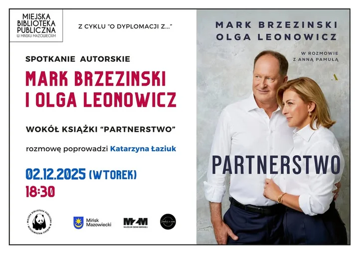 Grafika promocyjna wydarzenia Spotkanie autorskie z Markiem Brzezińskim i Olgą Leonowicz — „Partnerstwo”