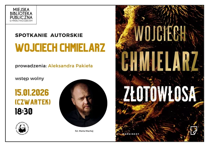 Grafika promocyjna wydarzenia Spotkanie autorskie z Wojciechem Chmielarzem — 15 stycznia 2026