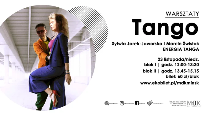 Grafika promocyjna wydarzenia TANGO | WARSZTATY — dwa bloki praktycznej muzykalności