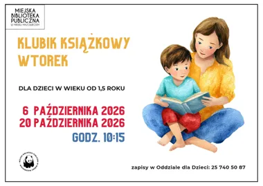 Grafika promocyjna wydarzenia Klubik Książkowy Wtorek oraz Emocje Malucha!