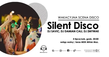 Grafika promocyjna wydarzenia Silent Disco | WAKACYJNA SCENA DISCO w Mińsku Mazowieckim