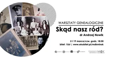 Grafika promocyjna wydarzenia Skąd nasz ród? | Warsztaty genealogiczne — jak znaleźć przodków i historię domu