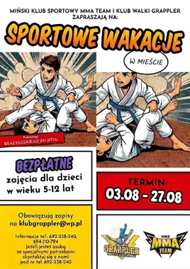 Grafika promocyjna wydarzenia Sportowe wakacje w mieście – bezpłatne BJJ