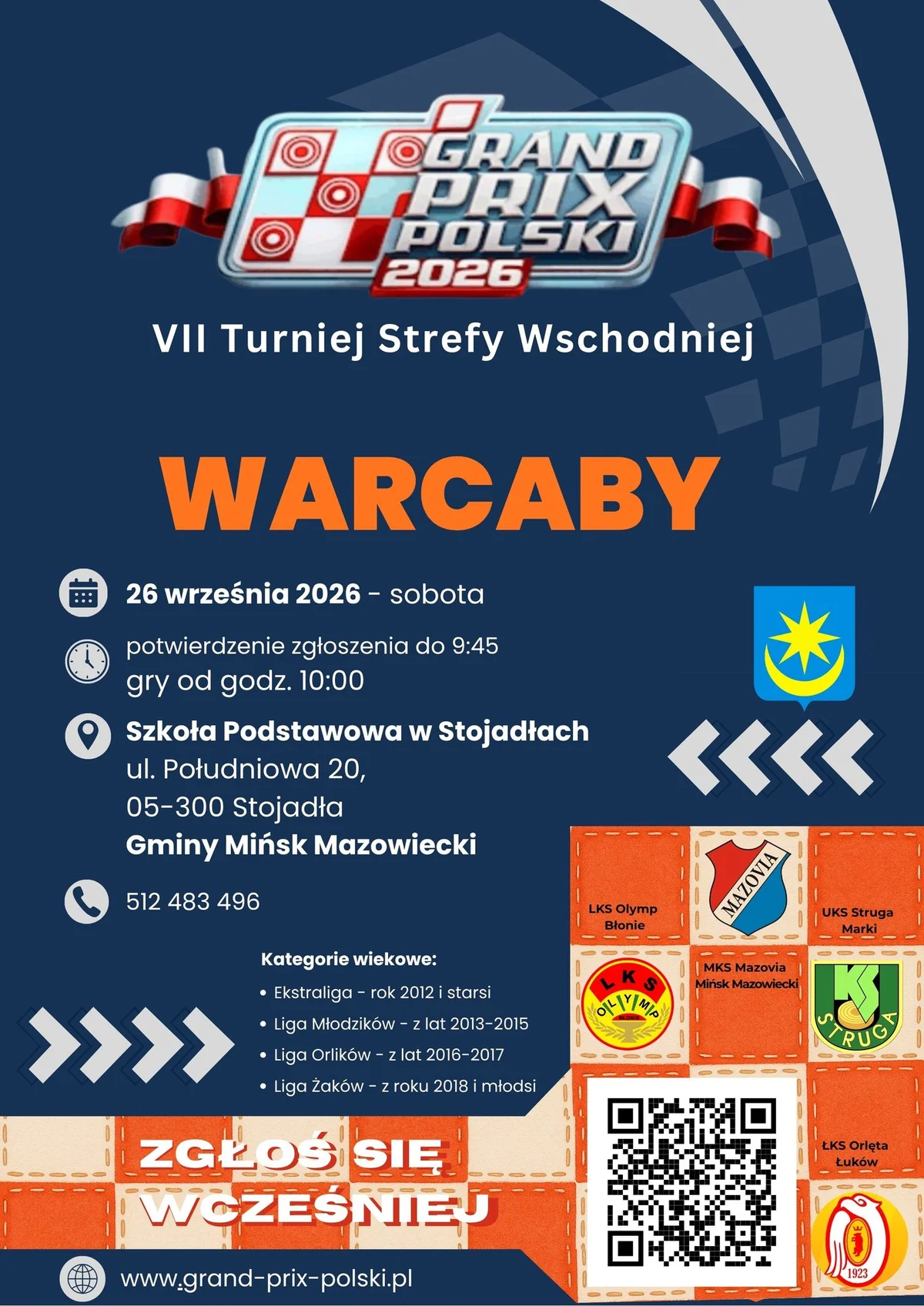 Grafika promocyjna wydarzenia VII Grand Prix 2026 Stojadła – finał ligi warcabowej
