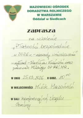 Szkolenie o płatnościach bezpośrednich – praktyczne wskazówki dla rolników