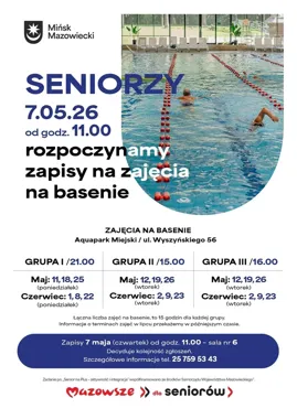 Seniorzy znów wejdą do wody. W Mińsku Mazowieckim ruszają zapisy na zajęcia