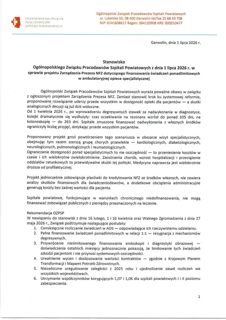 Szpital powiatowy ostrzega przed dłuższą drogą do specjalisty. Chodzi o nowe zasady NFZ