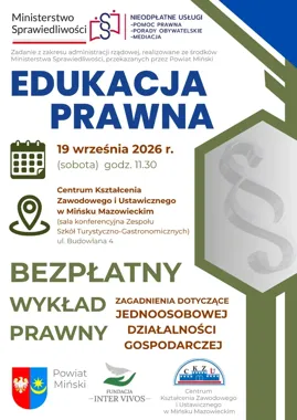 Bezpłatny wykład w Mińsku Mazowieckim dla przyszłych przedsiębiorców
